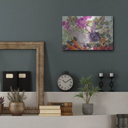 Luxe Metal Art 'Rabbit with Carrots' by Carissa Luminess, Metal Wall Art,16x12