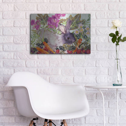 Luxe Metal Art 'Rabbit with Carrots' by Carissa Luminess, Metal Wall Art,24x16