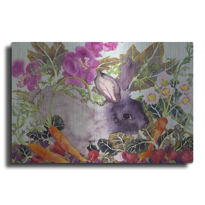 Luxe Metal Art 'Rabbit with Carrots' by Carissa Luminess, Metal Wall Art