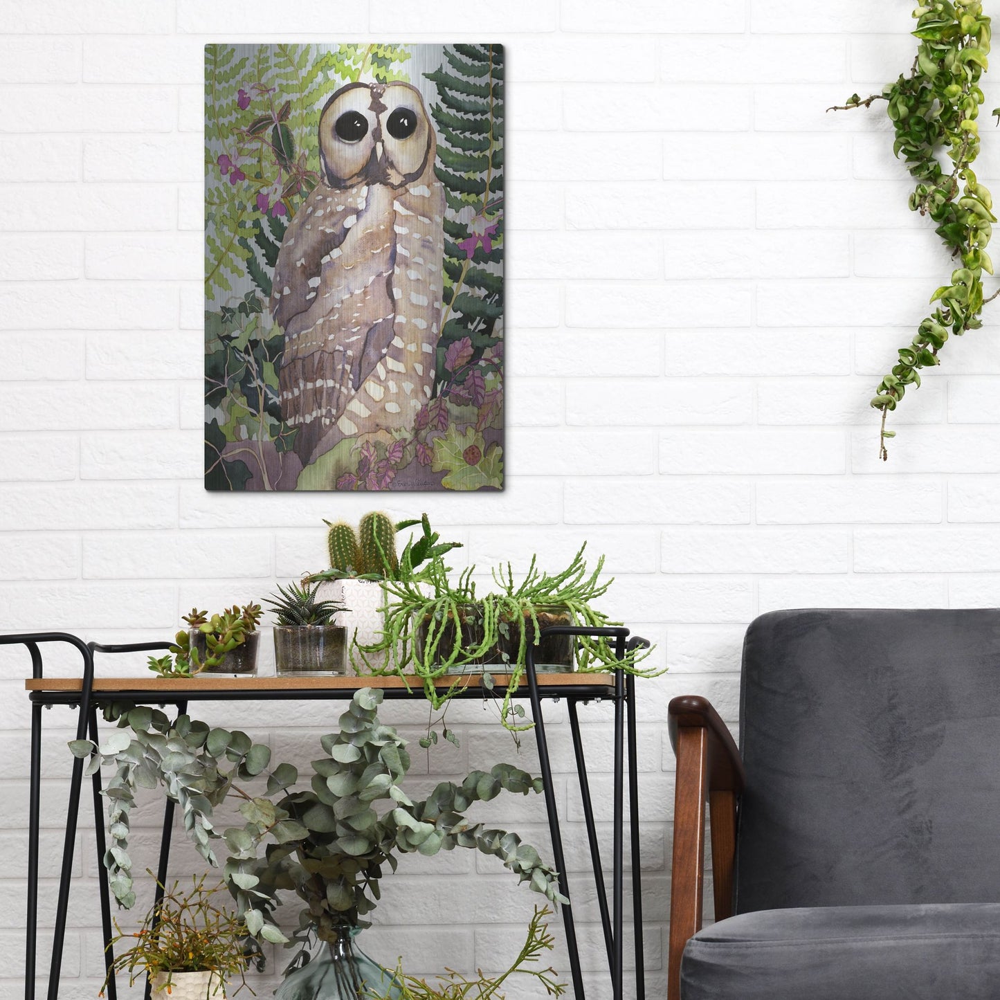 Luxe Metal Art 'Spotted Owl' by Carissa Luminess, Metal Wall Art,12x16