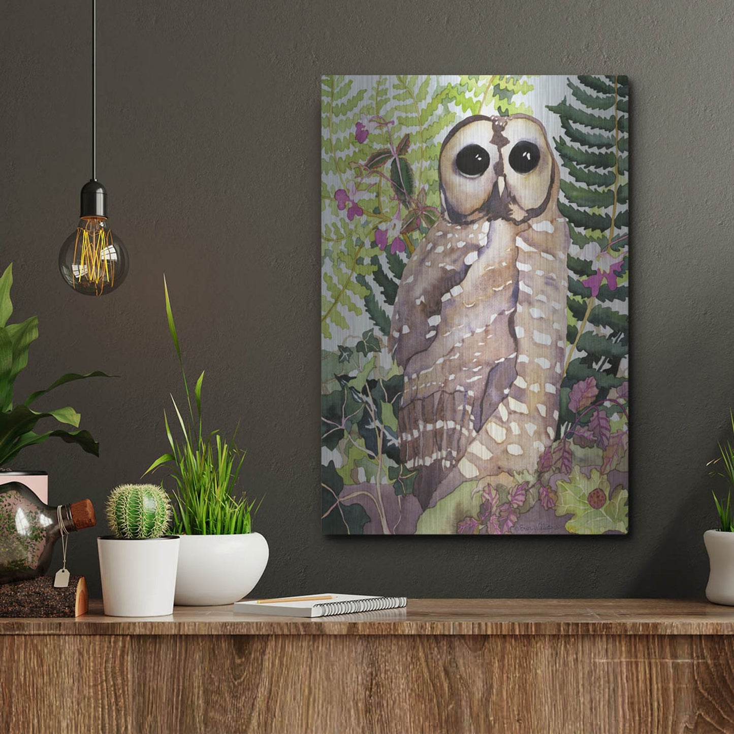 Luxe Metal Art 'Spotted Owl' by Carissa Luminess, Metal Wall Art,12x16