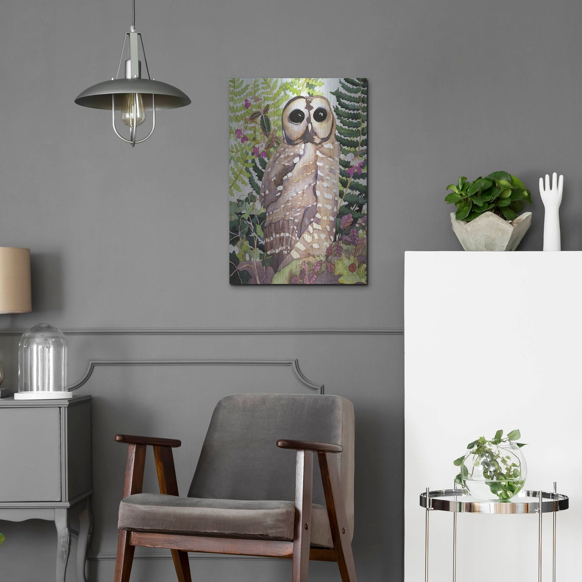 Luxe Metal Art 'Spotted Owl' by Carissa Luminess, Metal Wall Art,16x24