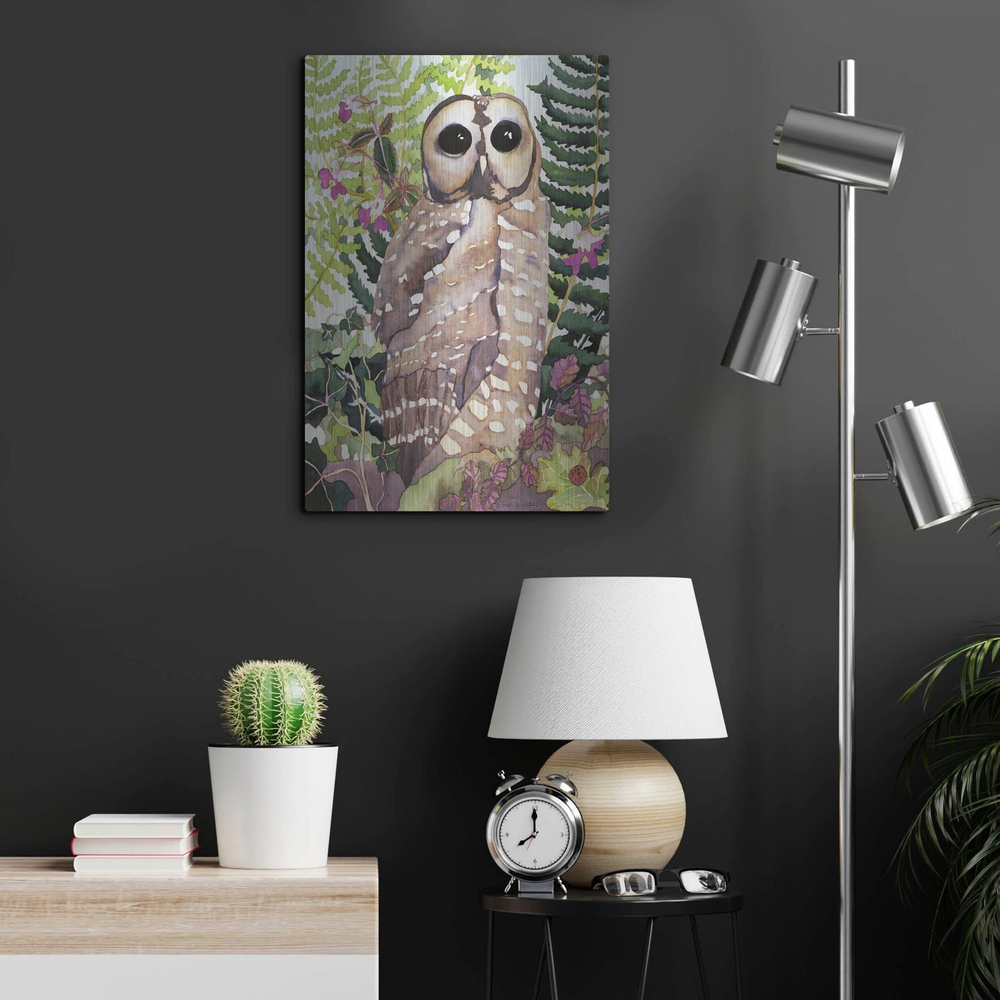 Luxe Metal Art 'Spotted Owl' by Carissa Luminess, Metal Wall Art,16x24