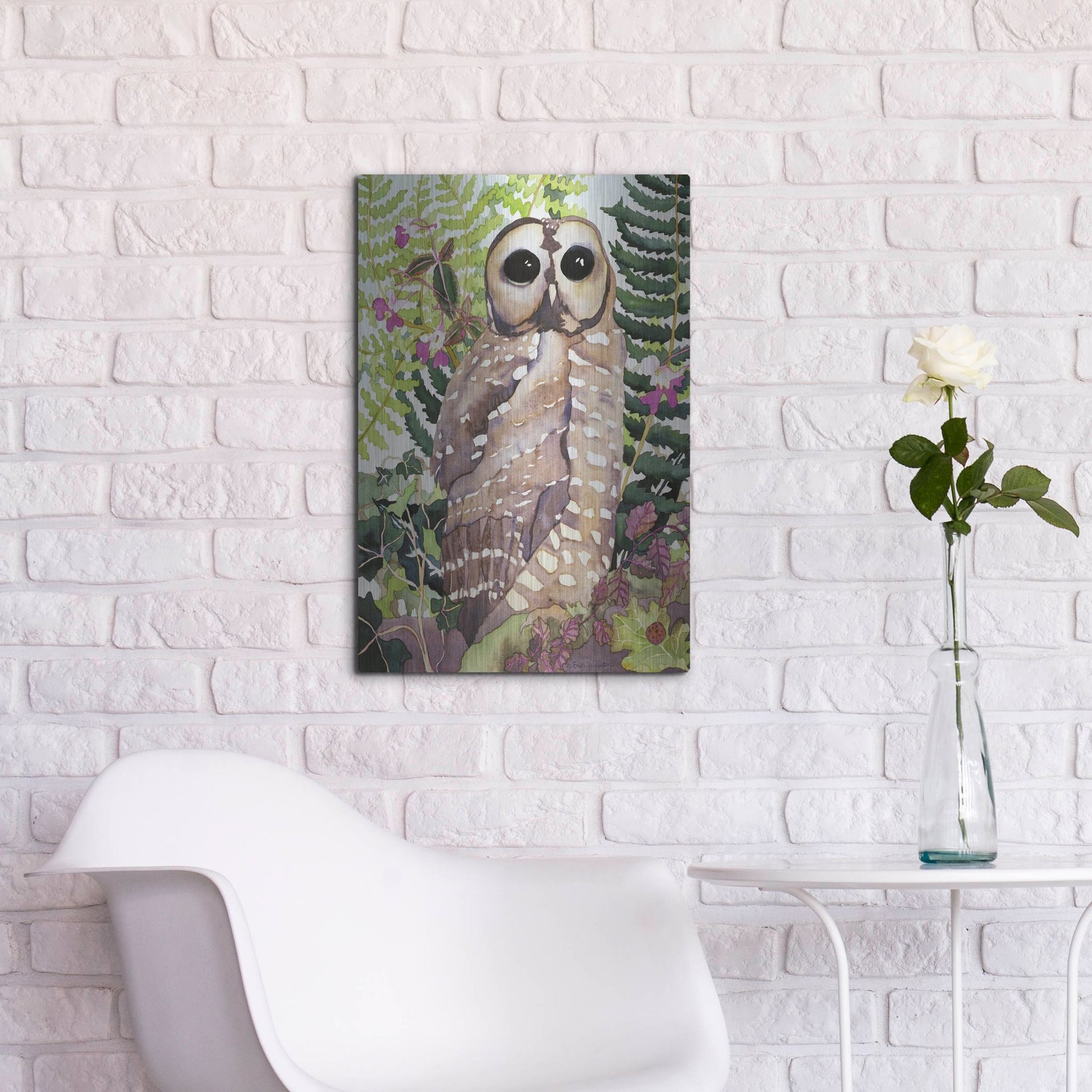 Luxe Metal Art 'Spotted Owl' by Carissa Luminess, Metal Wall Art,16x24