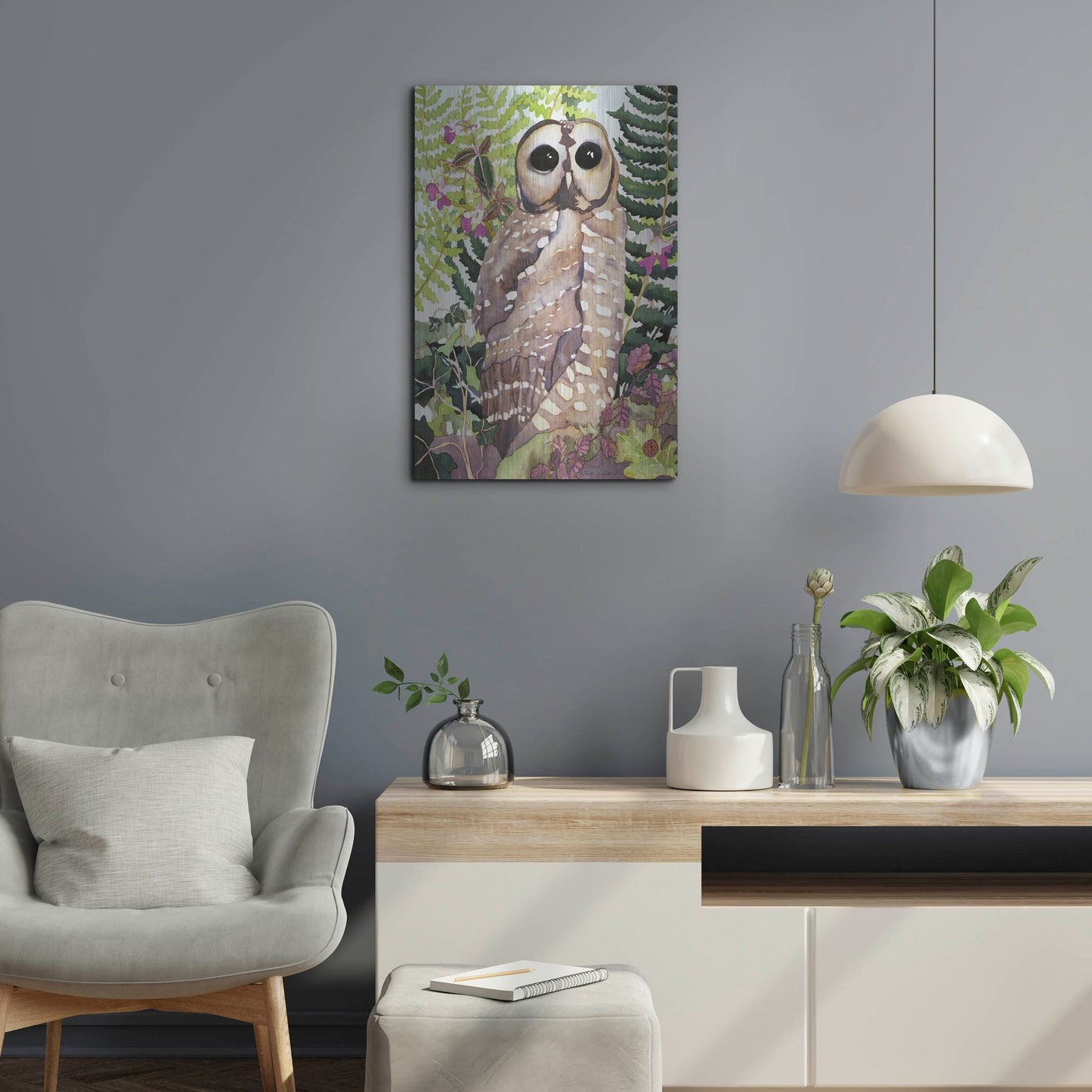 Luxe Metal Art 'Spotted Owl' by Carissa Luminess, Metal Wall Art,16x24