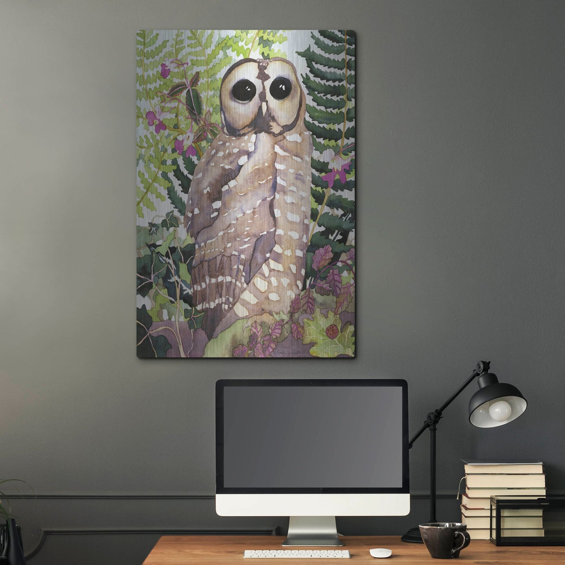 Luxe Metal Art 'Spotted Owl' by Carissa Luminess, Metal Wall Art,24x36