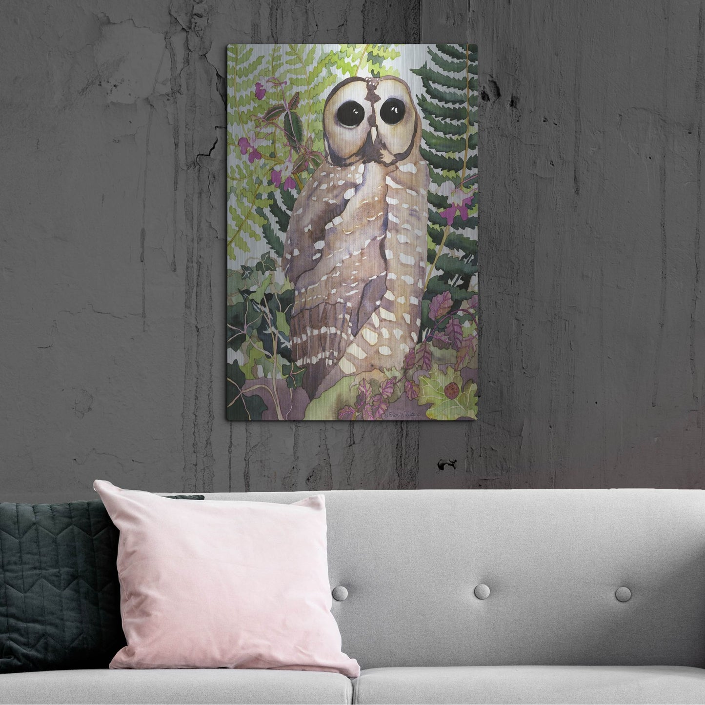 Luxe Metal Art 'Spotted Owl' by Carissa Luminess, Metal Wall Art,24x36