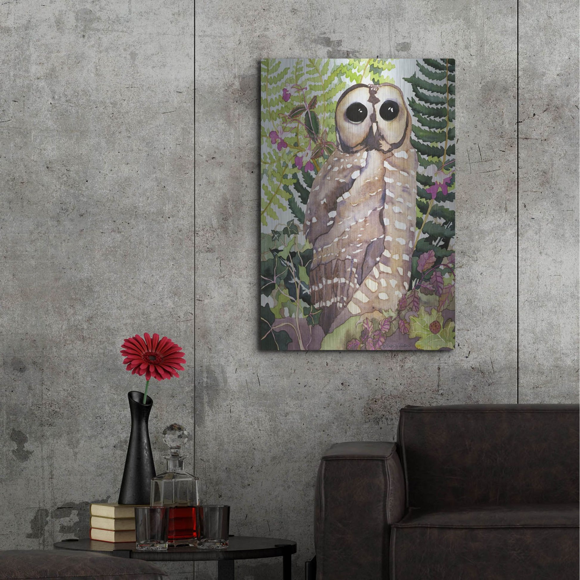 Luxe Metal Art 'Spotted Owl' by Carissa Luminess, Metal Wall Art,24x36
