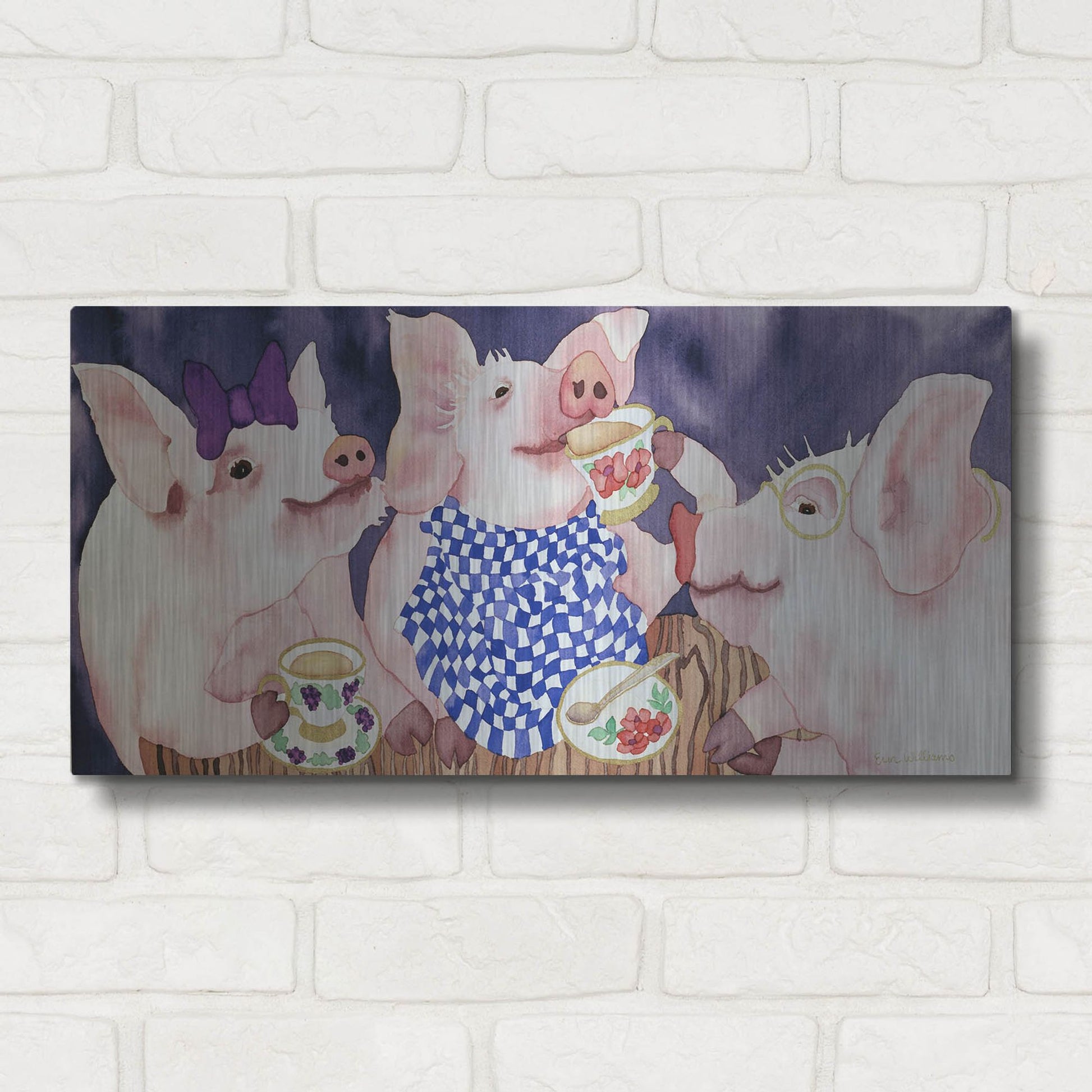 Luxe Metal Art 'Tea for Three' by Carissa Luminess, Metal Wall Art,24x12