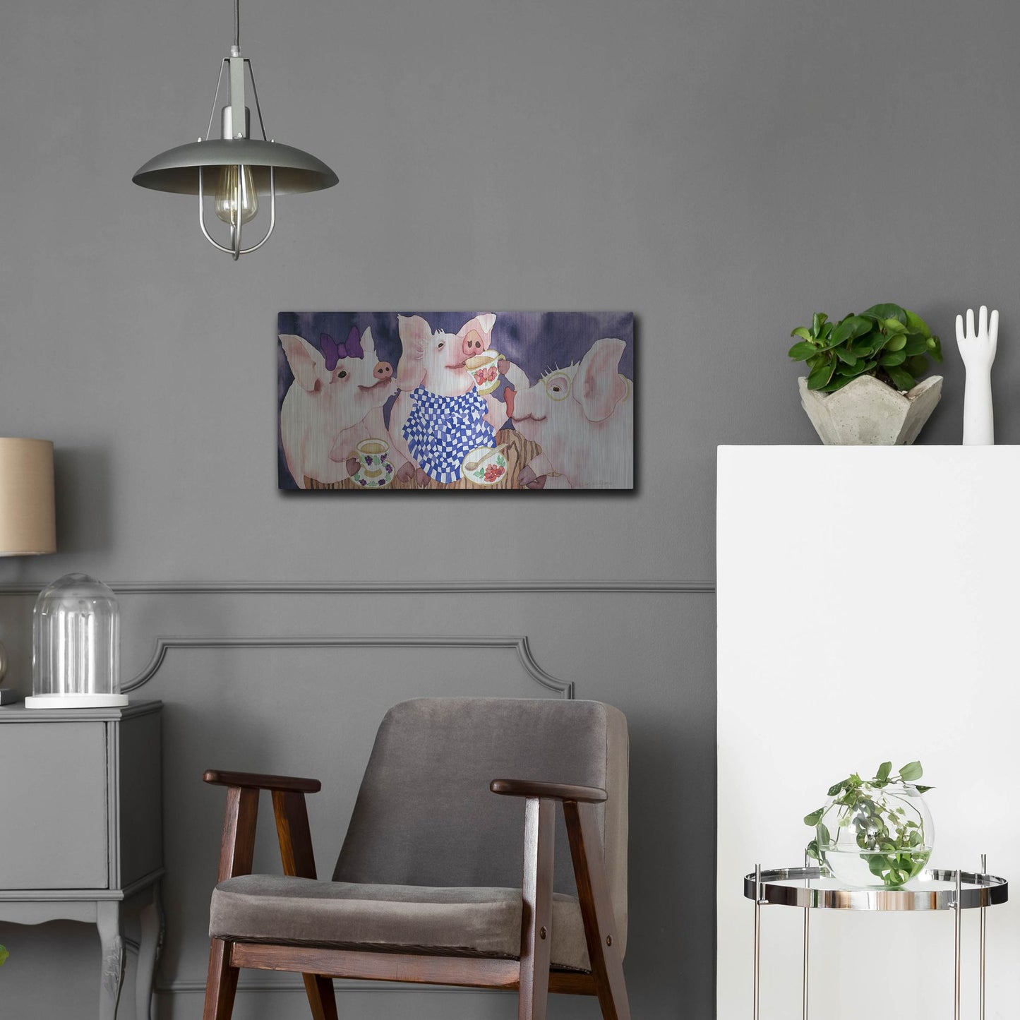 Luxe Metal Art 'Tea for Three' by Carissa Luminess, Metal Wall Art,24x12