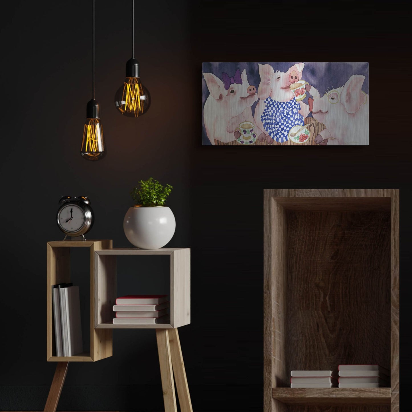 Luxe Metal Art 'Tea for Three' by Carissa Luminess, Metal Wall Art,24x12