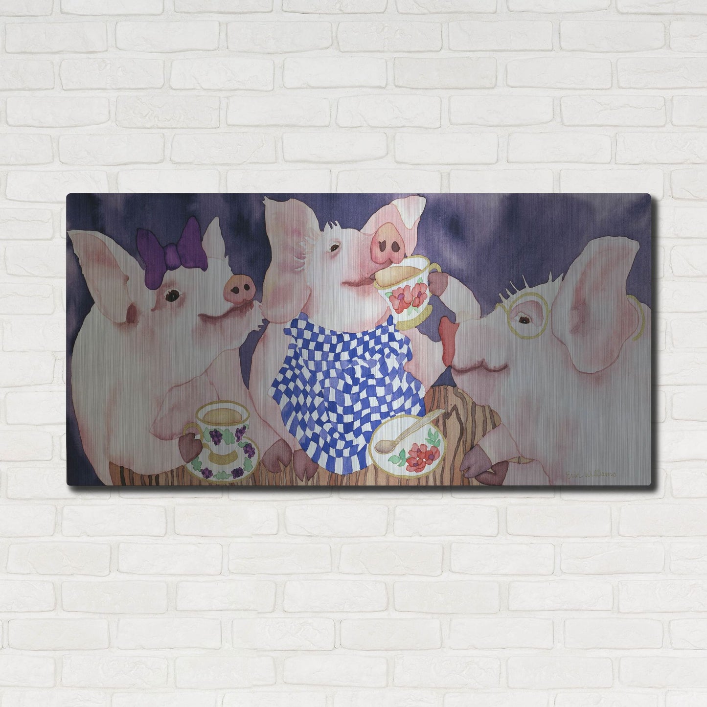 Luxe Metal Art 'Tea for Three' by Carissa Luminess, Metal Wall Art,48x24