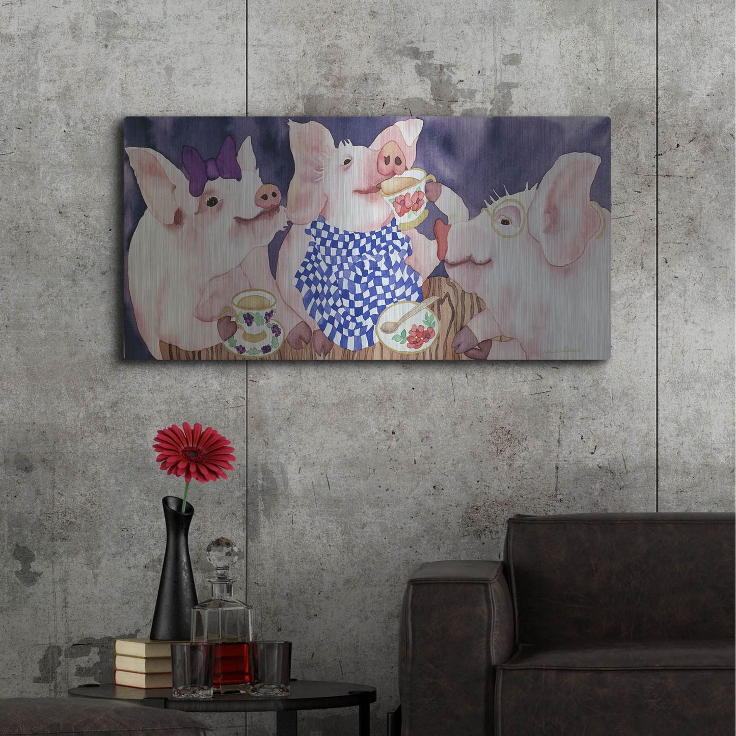 Luxe Metal Art 'Tea for Three' by Carissa Luminess, Metal Wall Art,48x24