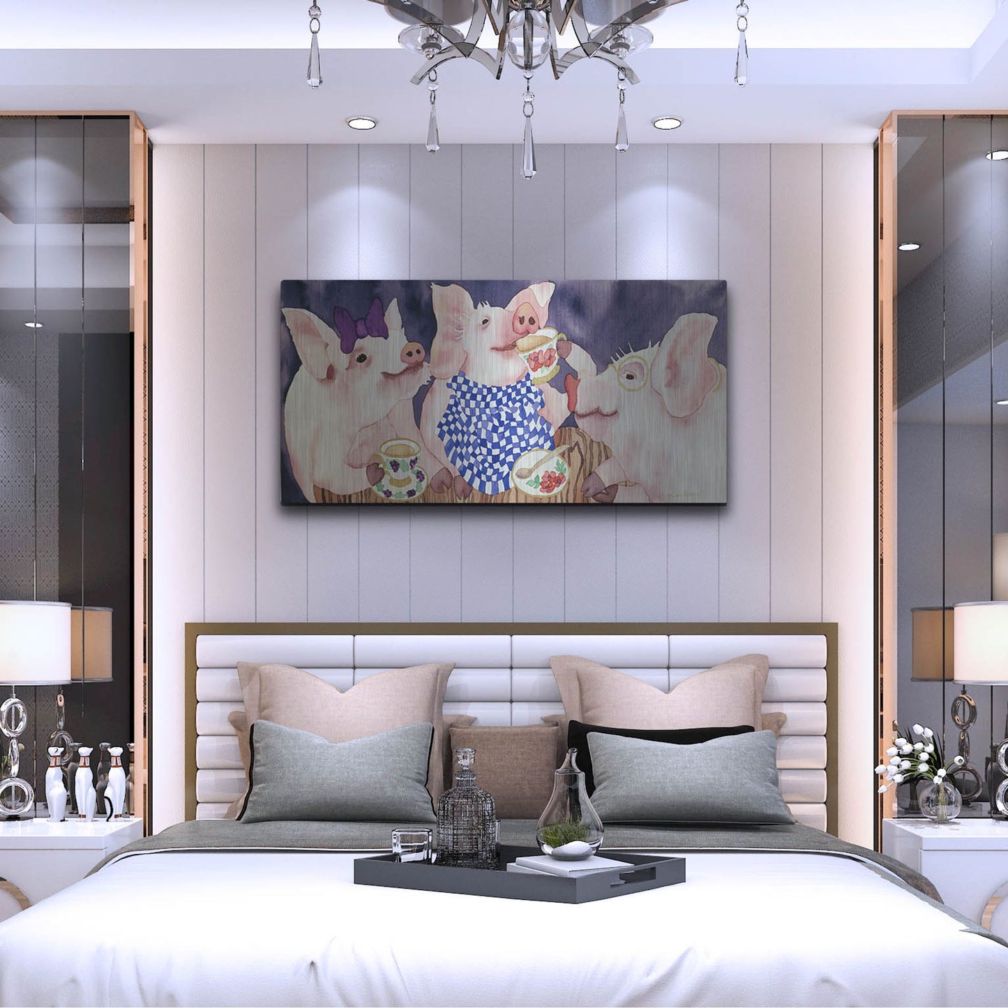 Luxe Metal Art 'Tea for Three' by Carissa Luminess, Metal Wall Art,48x24