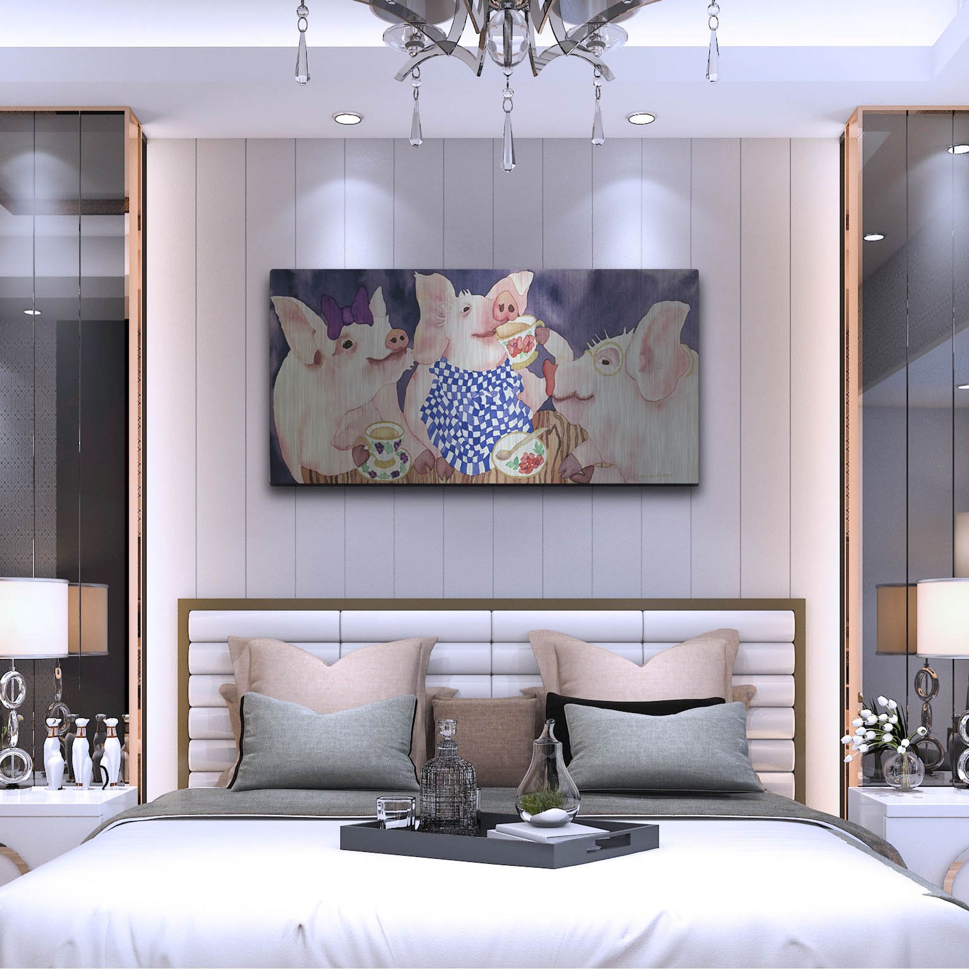 Luxe Metal Art 'Tea for Three' by Carissa Luminess, Metal Wall Art,48x24