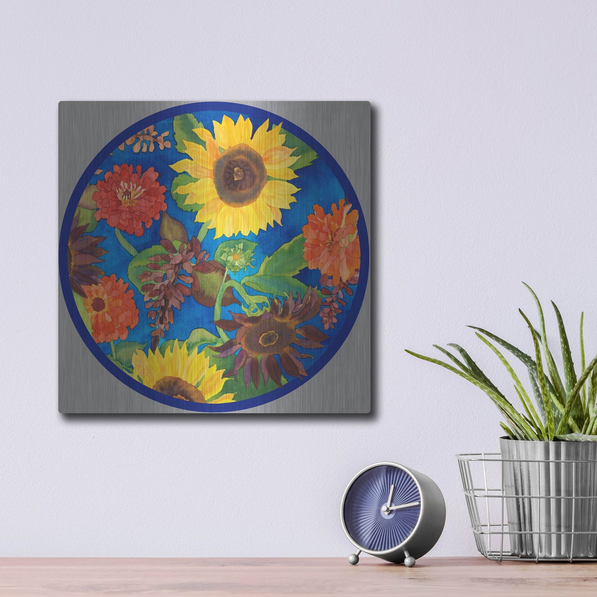 Luxe Metal Art 'Fall Change-Circle' by Carissa Luminess, Metal Wall Art,12x12