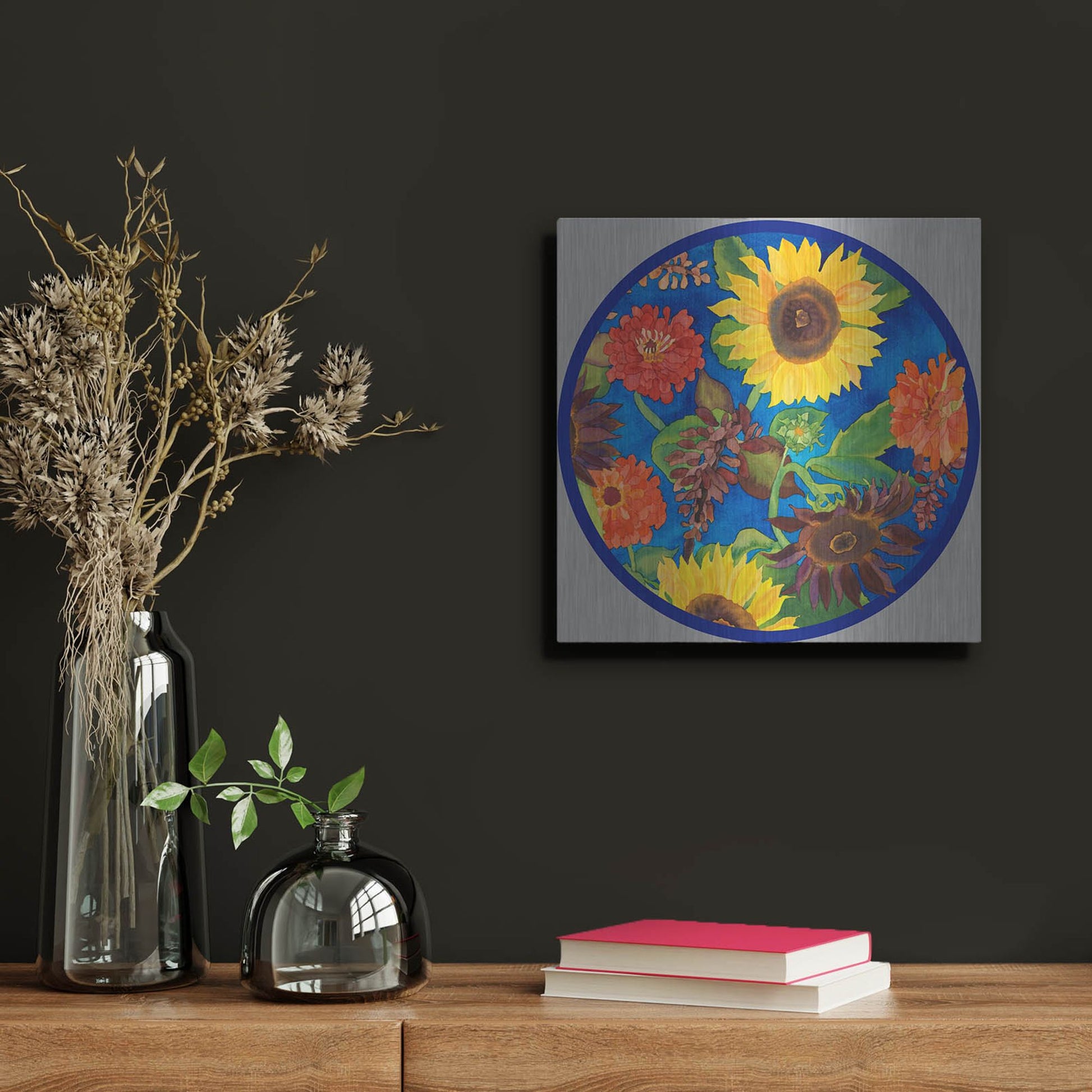 Luxe Metal Art 'Fall Change-Circle' by Carissa Luminess, Metal Wall Art,12x12