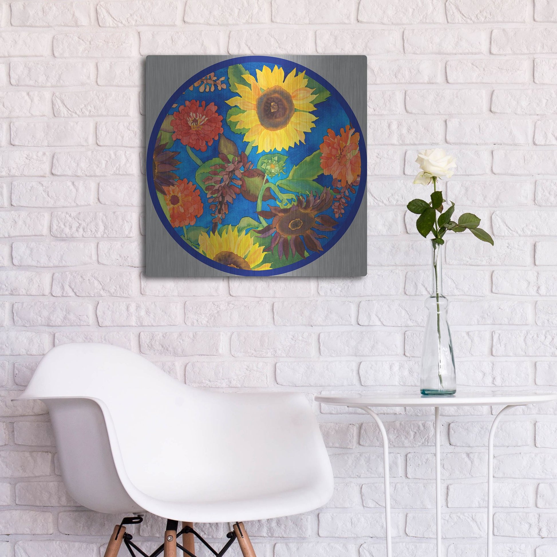 Luxe Metal Art 'Fall Change-Circle' by Carissa Luminess, Metal Wall Art,24x24