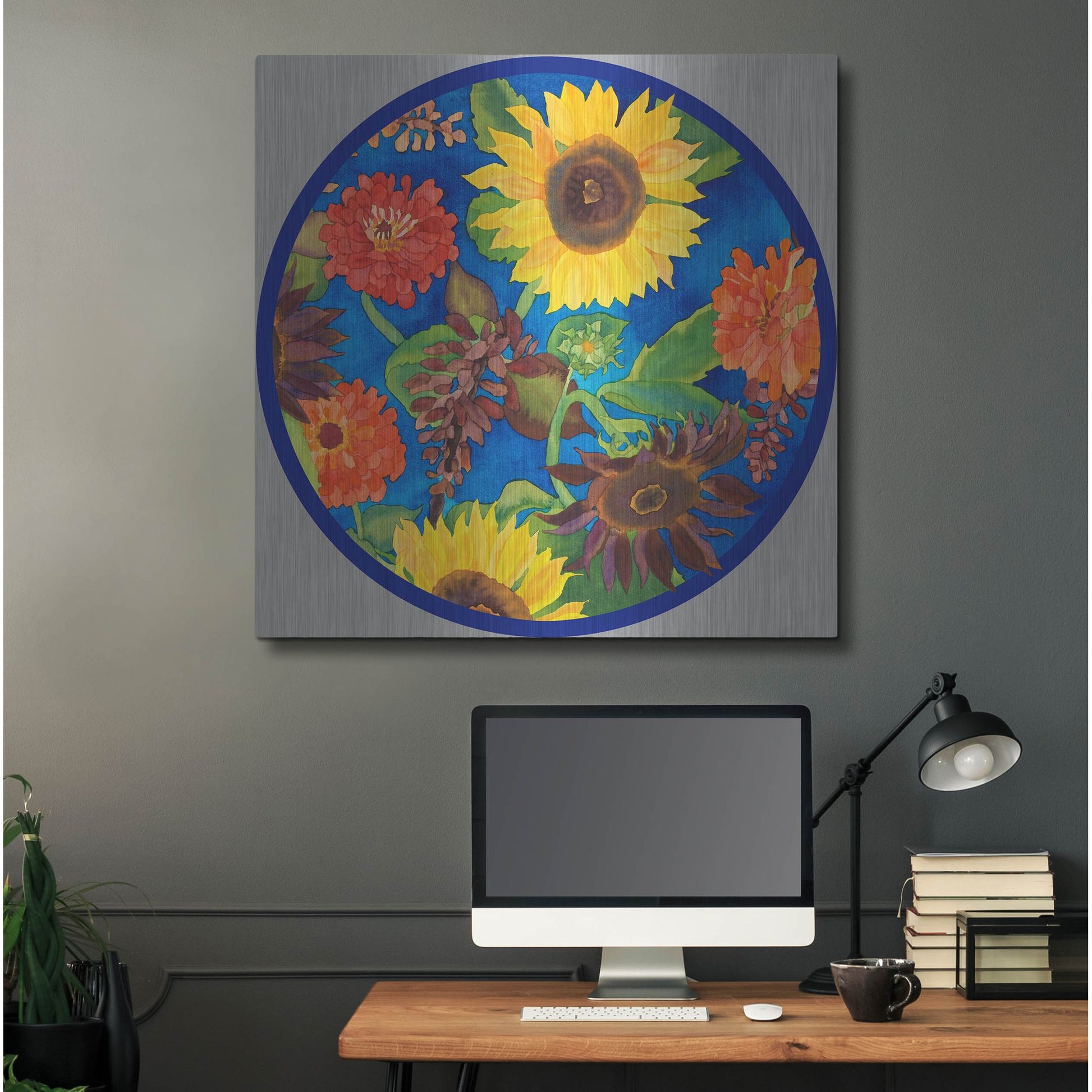 Luxe Metal Art 'Fall Change-Circle' by Carissa Luminess, Metal Wall Art,36x36