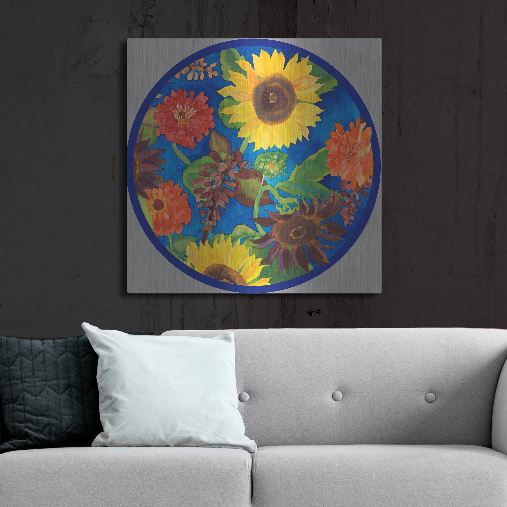 Luxe Metal Art 'Fall Change-Circle' by Carissa Luminess, Metal Wall Art,36x36