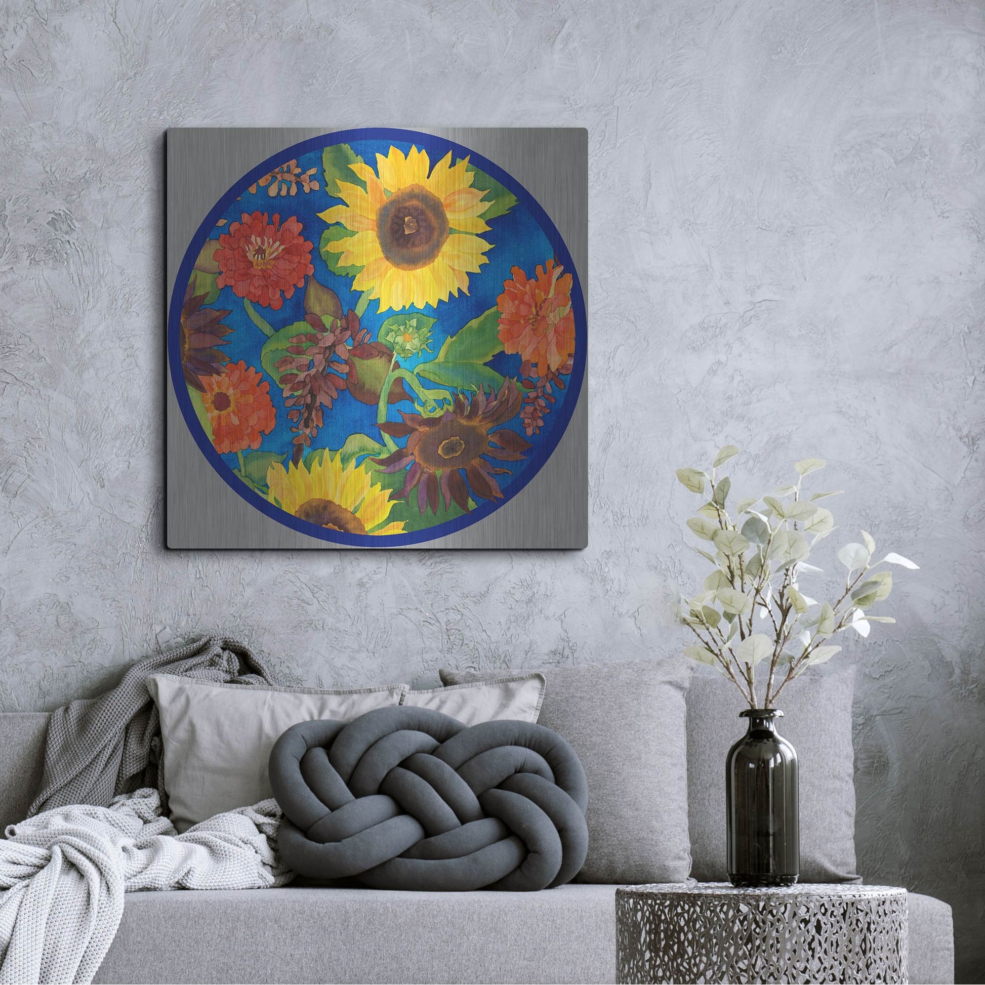 Luxe Metal Art 'Fall Change-Circle' by Carissa Luminess, Metal Wall Art,36x36