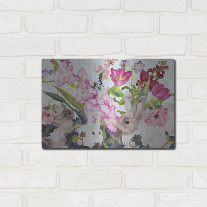 Luxe Metal Art 'Three Bunnies' by Carissa Luminess, Metal Wall Art,16x12