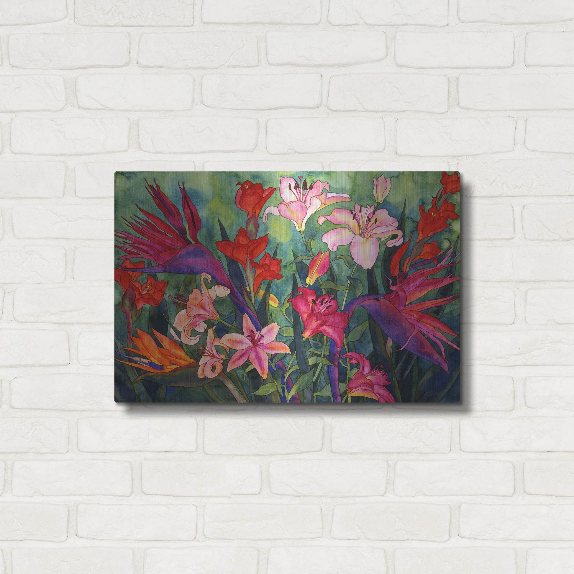 Luxe Metal Art 'Tropical Kiss' by Carissa Luminess, Metal Wall Art,24x16