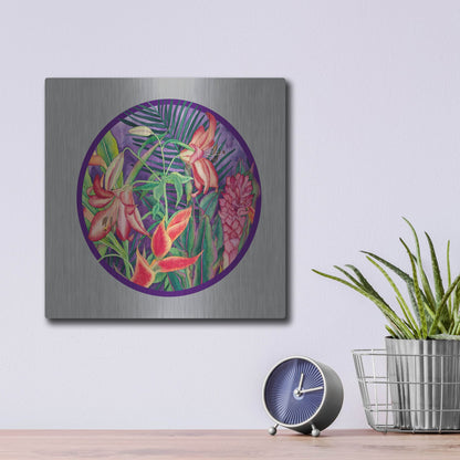 Luxe Metal Art 'Tropical Rain - Circle' by Carissa Luminess, Metal Wall Art,12x12