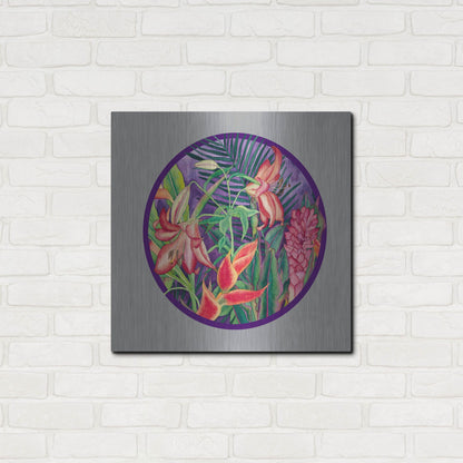 Luxe Metal Art 'Tropical Rain - Circle' by Carissa Luminess, Metal Wall Art,24x24