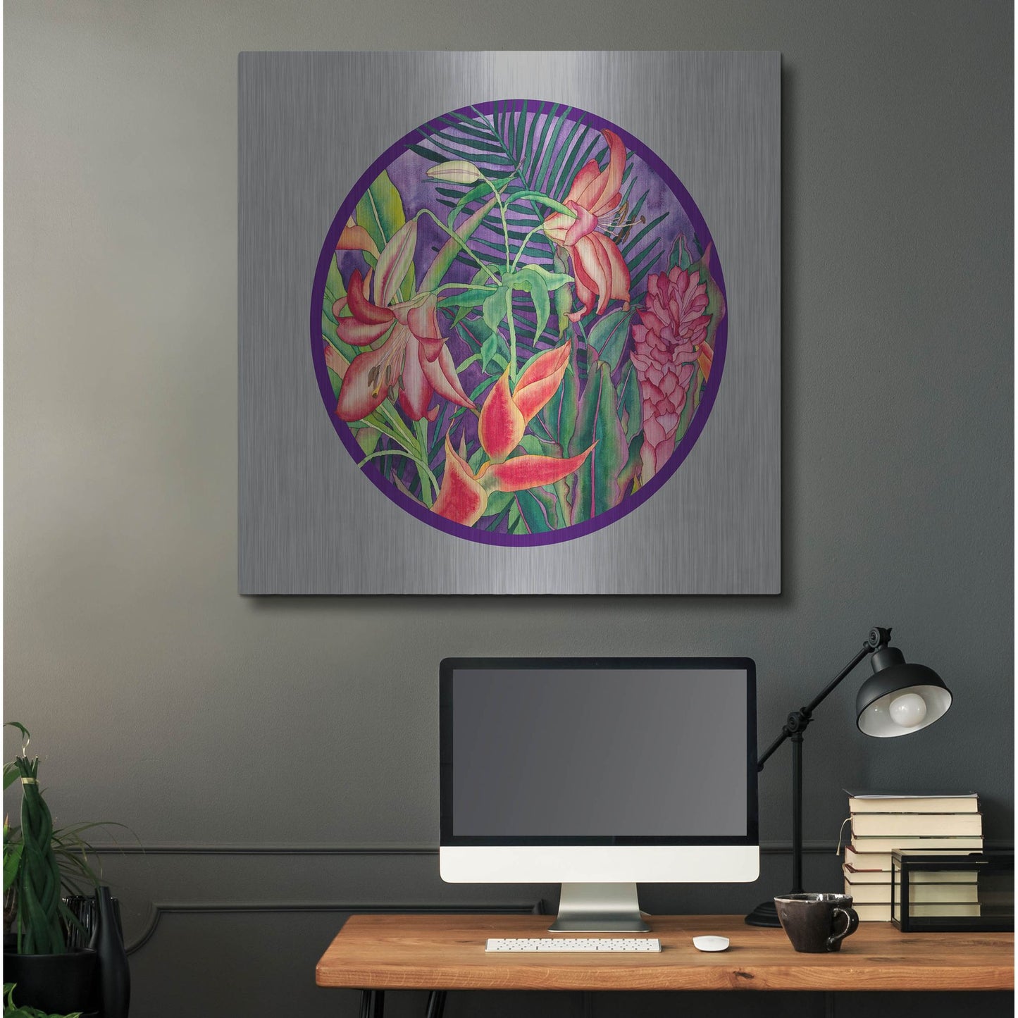 Luxe Metal Art 'Tropical Rain - Circle' by Carissa Luminess, Metal Wall Art,36x36