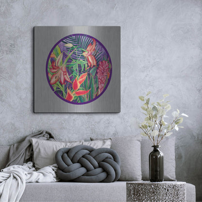 Luxe Metal Art 'Tropical Rain - Circle' by Carissa Luminess, Metal Wall Art,36x36