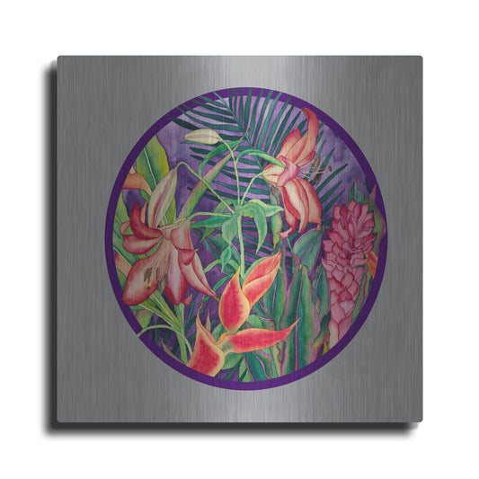 Luxe Metal Art 'Tropical Rain - Circle' by Carissa Luminess, Metal Wall Art