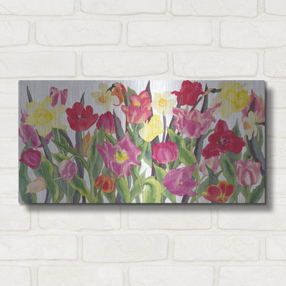 Luxe Metal Art 'Tulips And Daffodils' by Carissa Luminess, Metal Wall Art,24x12