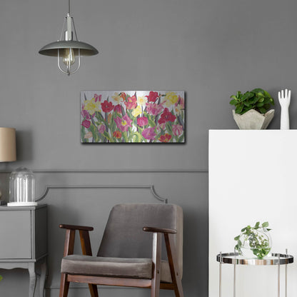 Luxe Metal Art 'Tulips And Daffodils' by Carissa Luminess, Metal Wall Art,24x12