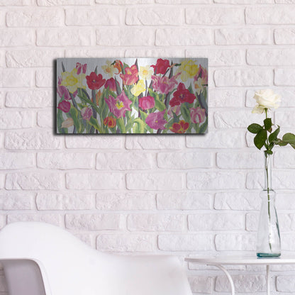 Luxe Metal Art 'Tulips And Daffodils' by Carissa Luminess, Metal Wall Art,24x12