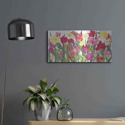 Luxe Metal Art 'Tulips And Daffodils' by Carissa Luminess, Metal Wall Art,24x12
