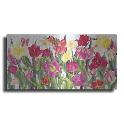 Luxe Metal Art 'Tulips And Daffodils' by Carissa Luminess, Metal Wall Art,24x12