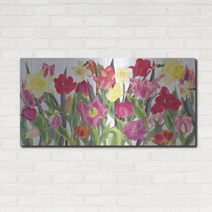Luxe Metal Art 'Tulips And Daffodils' by Carissa Luminess, Metal Wall Art,48x24