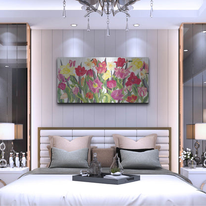 Luxe Metal Art 'Tulips And Daffodils' by Carissa Luminess, Metal Wall Art,48x24