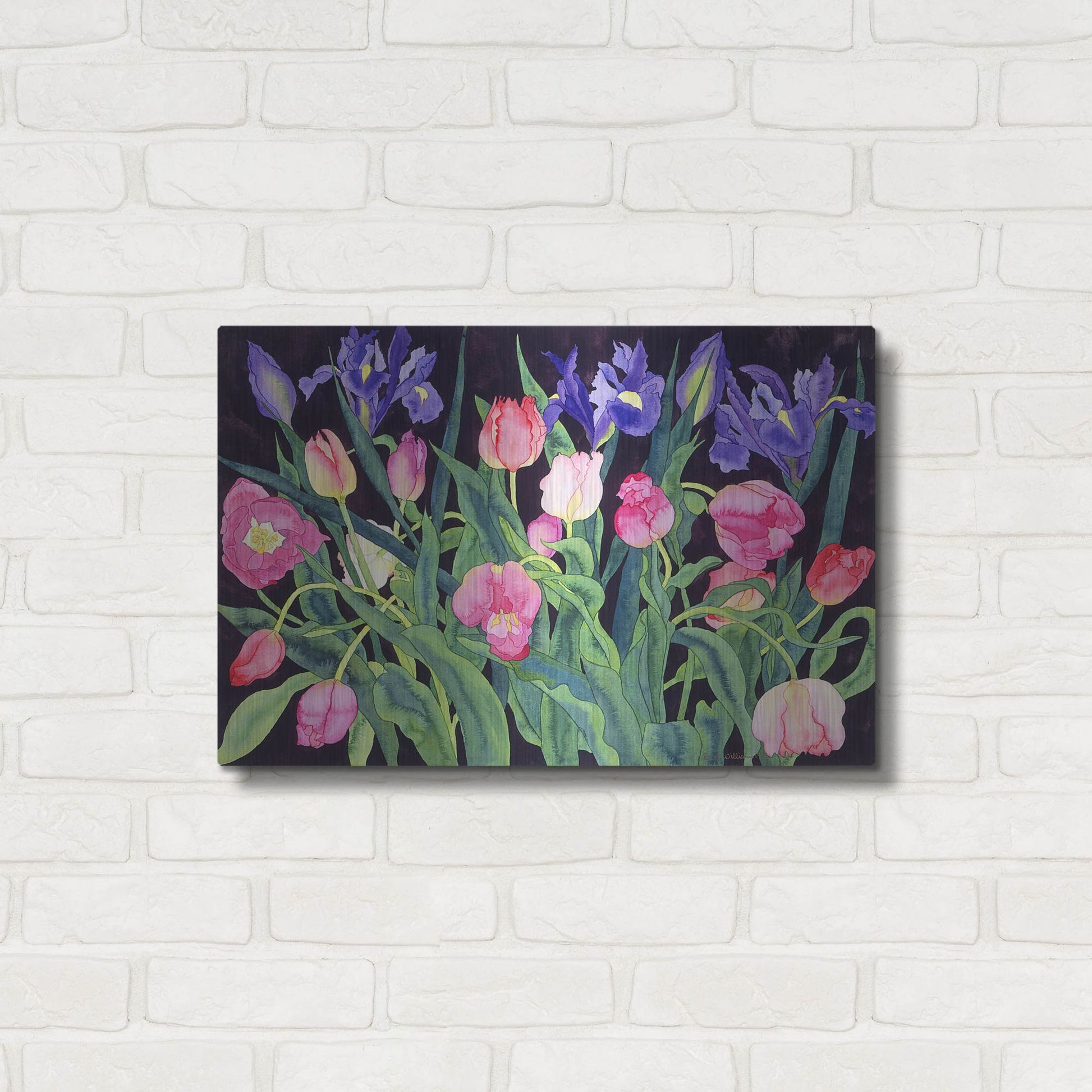 Luxe Metal Art 'Tulips And Irises' by Carissa Luminess, Metal Wall Art,24x16