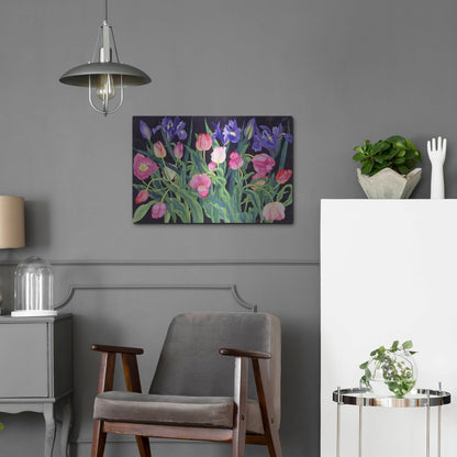 Luxe Metal Art 'Tulips And Irises' by Carissa Luminess, Metal Wall Art,24x16