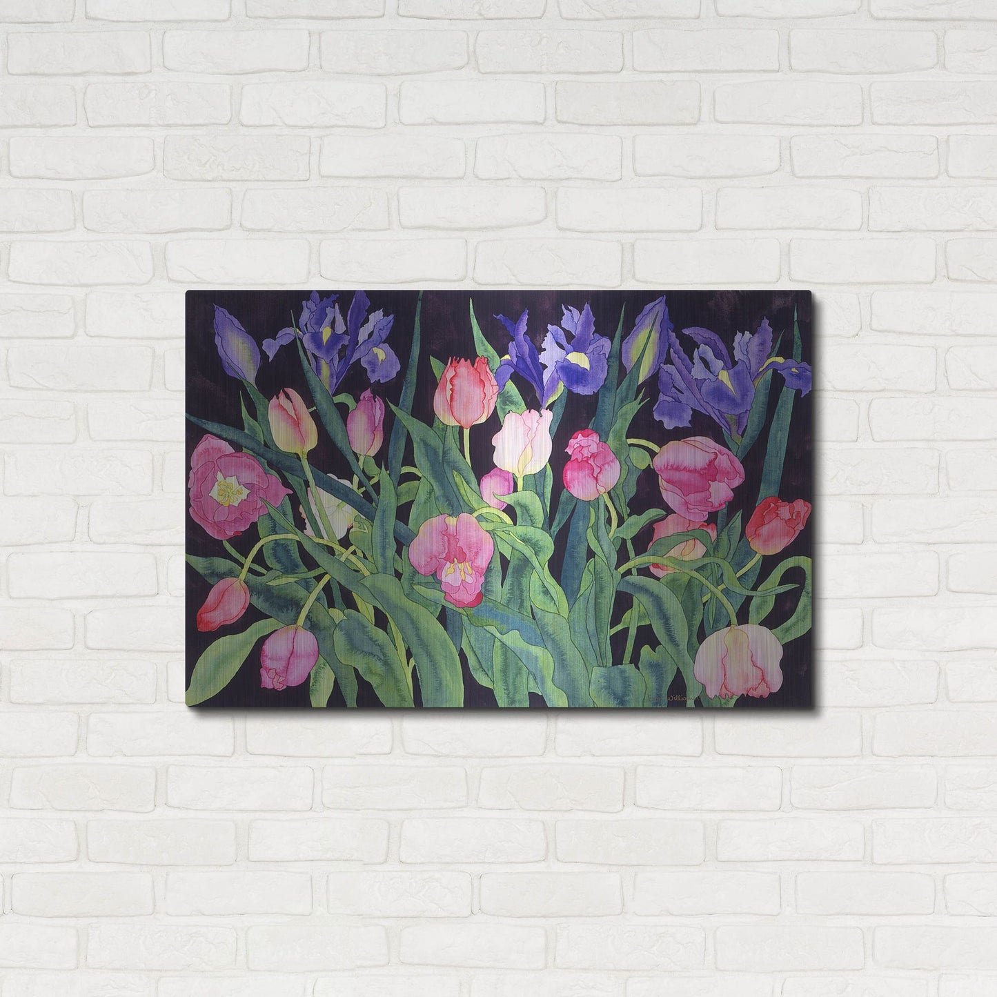 Luxe Metal Art 'Tulips And Irises' by Carissa Luminess, Metal Wall Art,36x24