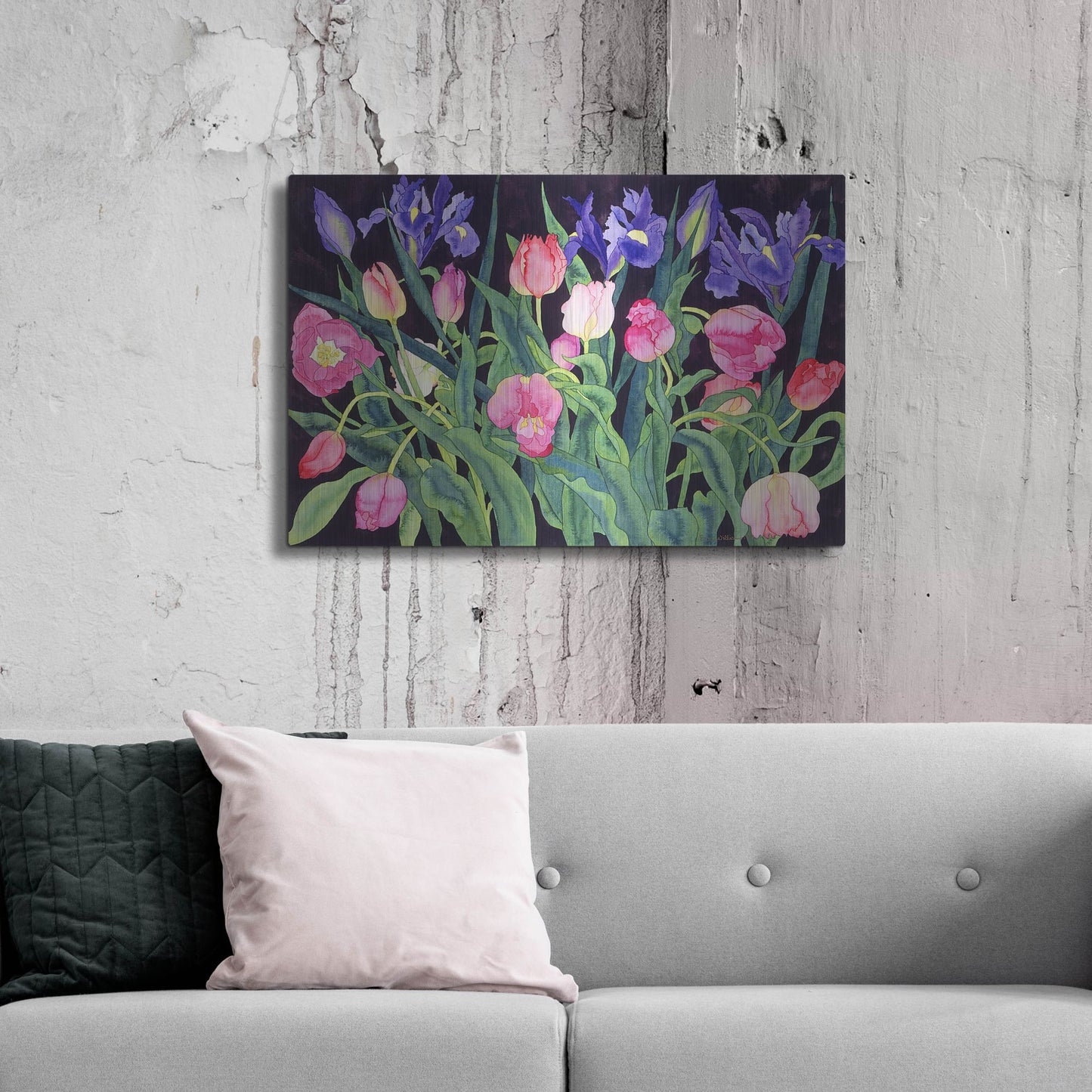 Luxe Metal Art 'Tulips And Irises' by Carissa Luminess, Metal Wall Art,36x24