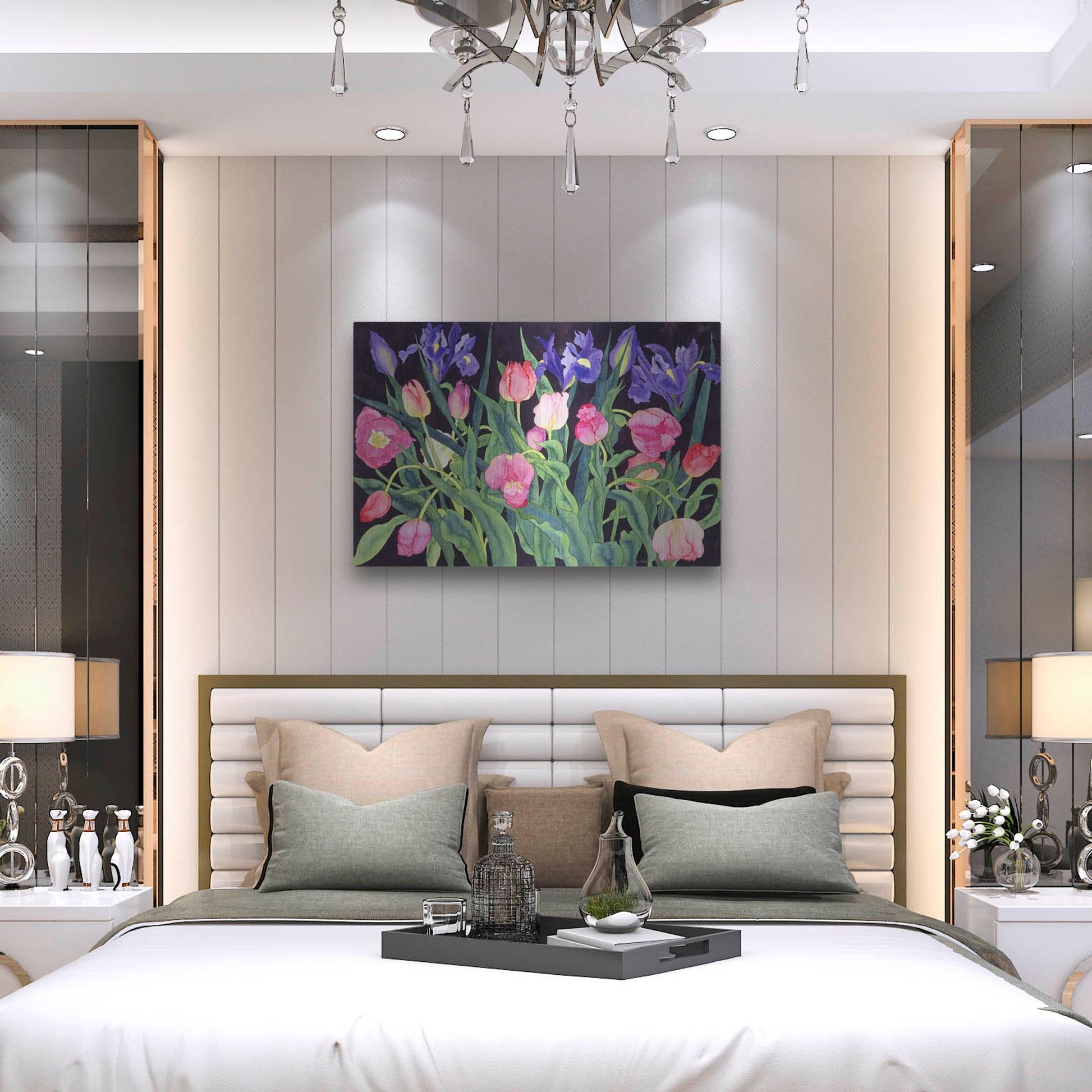 Luxe Metal Art 'Tulips And Irises' by Carissa Luminess, Metal Wall Art,36x24