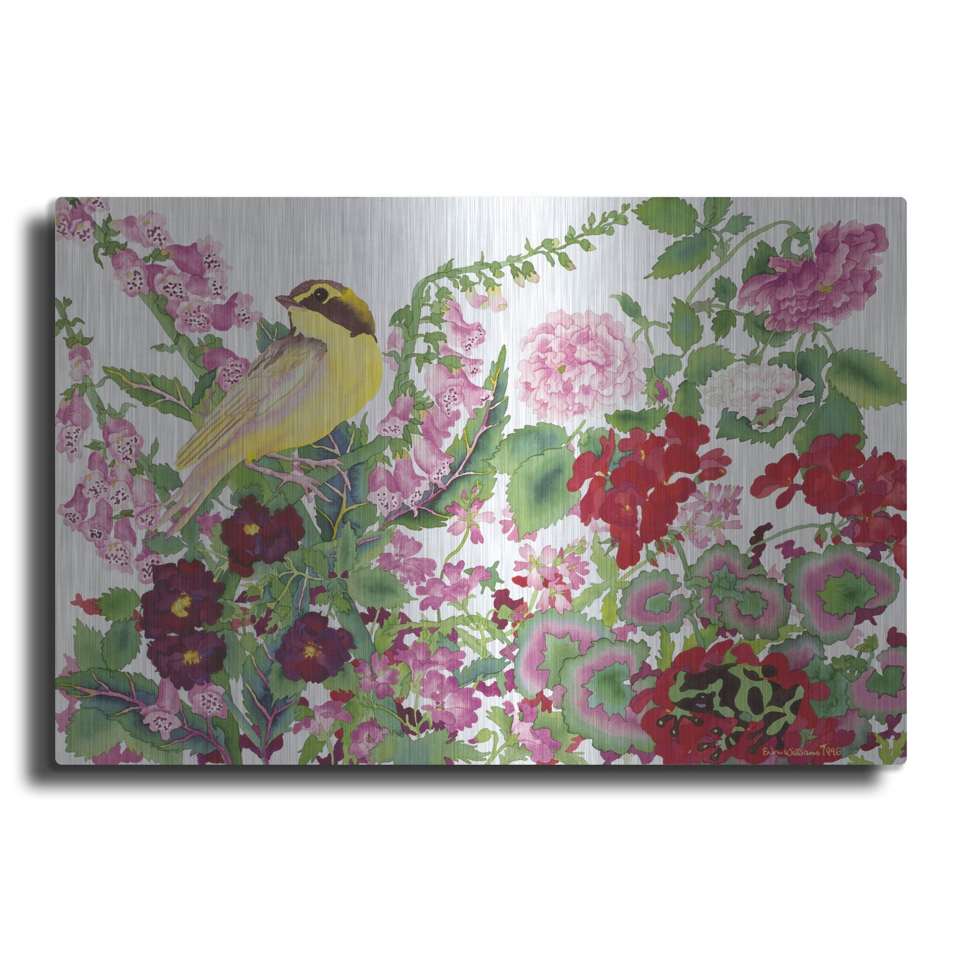 Luxe Metal Art 'Warbler With Frog' by Carissa Luminess, Metal Wall Art