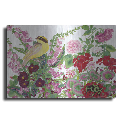 Luxe Metal Art 'Warbler With Frog' by Carissa Luminess, Metal Wall Art