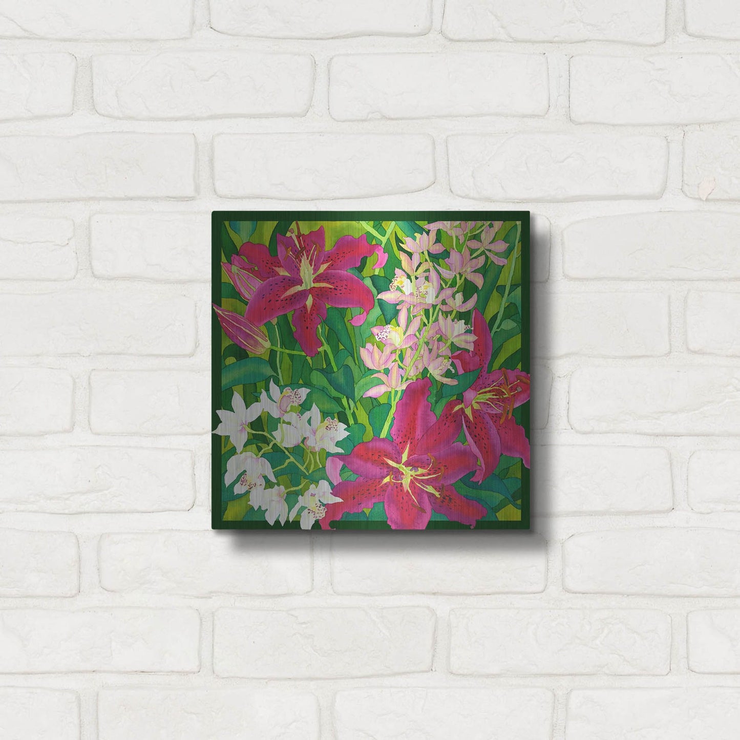 Luxe Metal Art 'Lilly Love - Square' by Carissa Luminess, Metal Wall Art,12x12