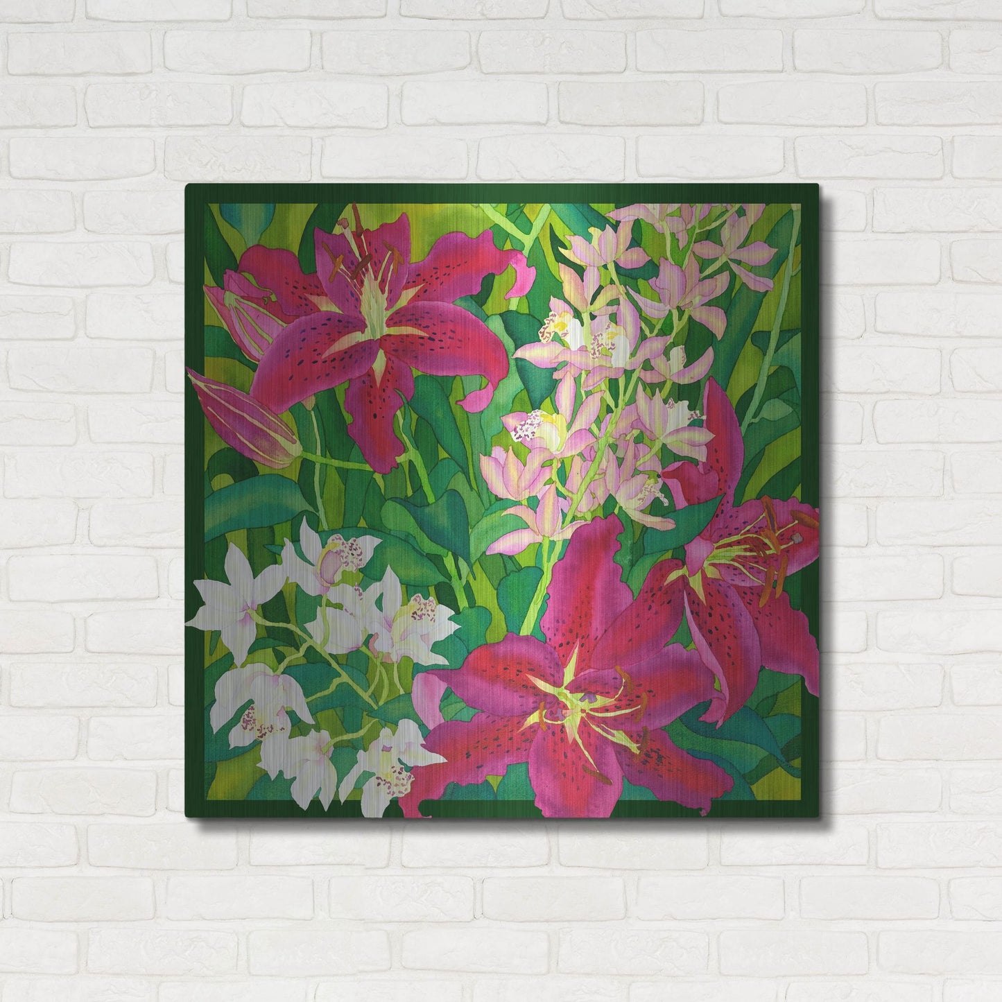 Luxe Metal Art 'Lilly Love - Square' by Carissa Luminess, Metal Wall Art,36x36