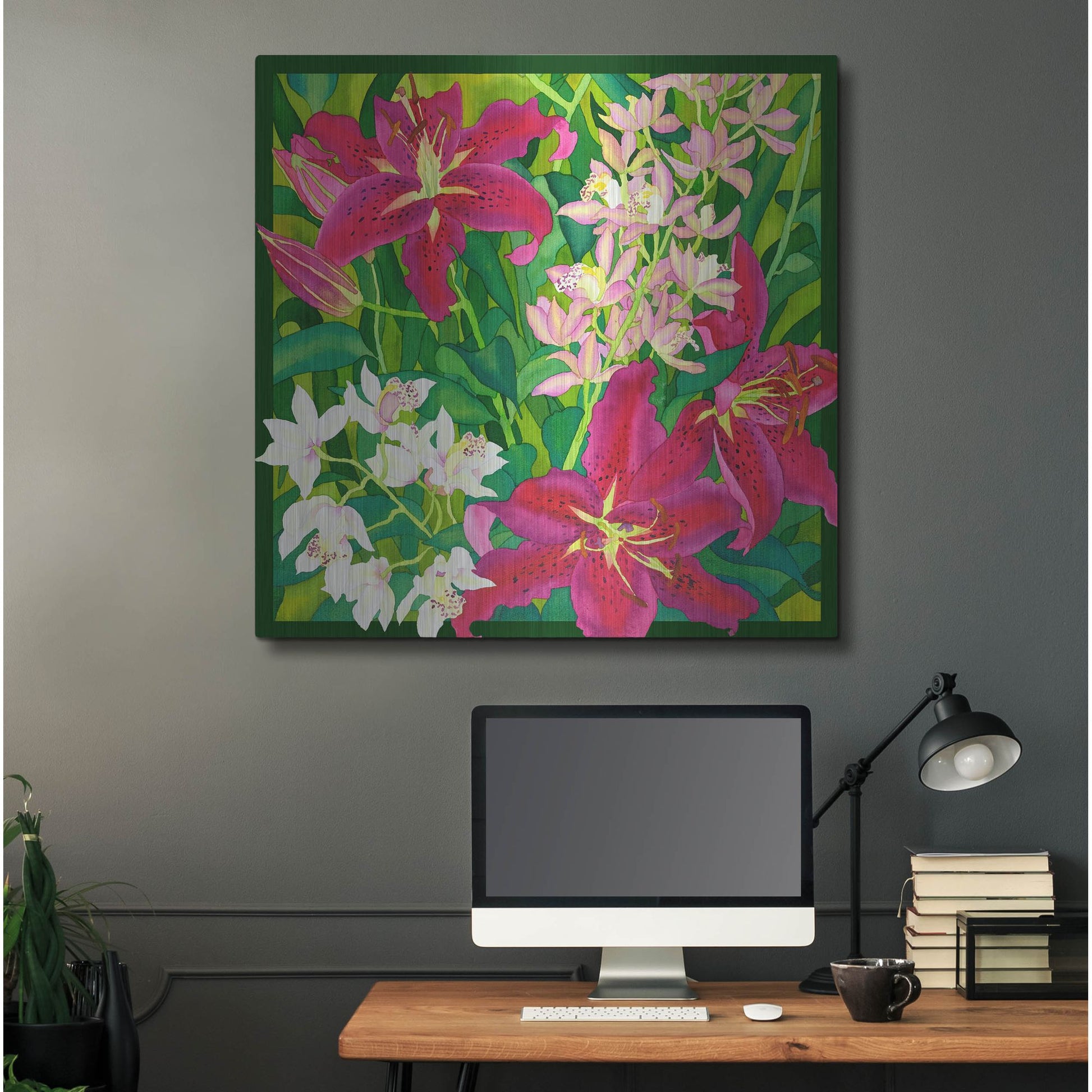 Luxe Metal Art 'Lilly Love - Square' by Carissa Luminess, Metal Wall Art,36x36