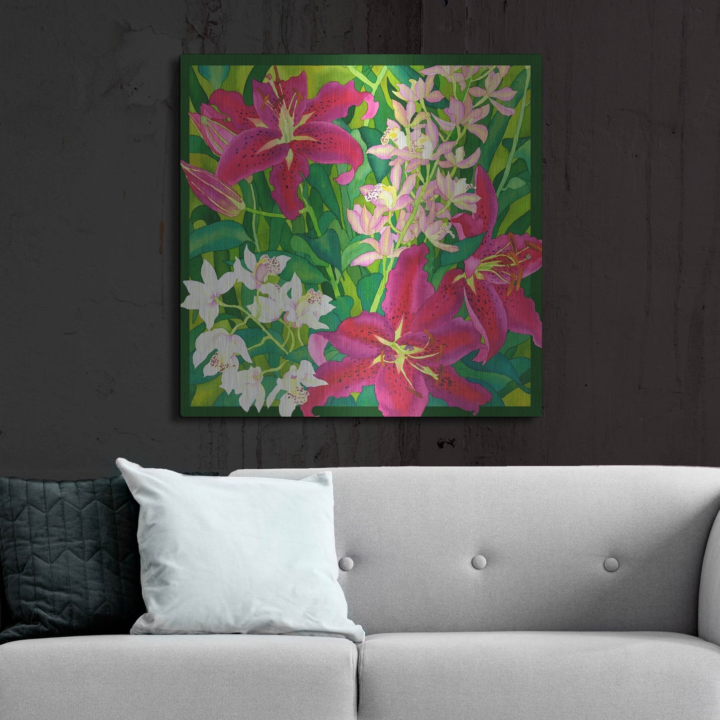 Luxe Metal Art 'Lilly Love - Square' by Carissa Luminess, Metal Wall Art,36x36